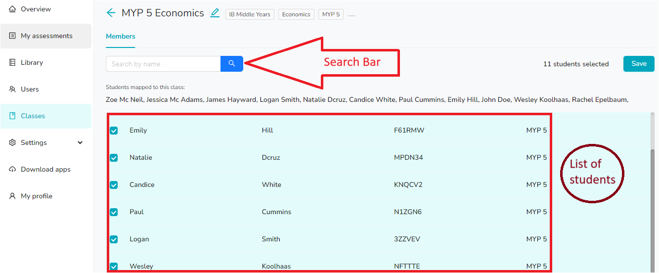 List of students and search bar.png