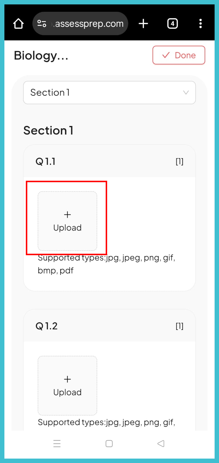 Uploading hand-written submissions – AssessPrep
