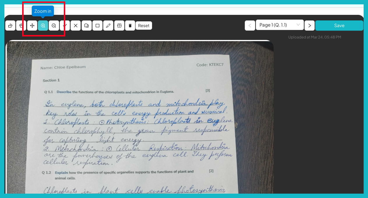 Annotating handwritten answers – AssessPrep