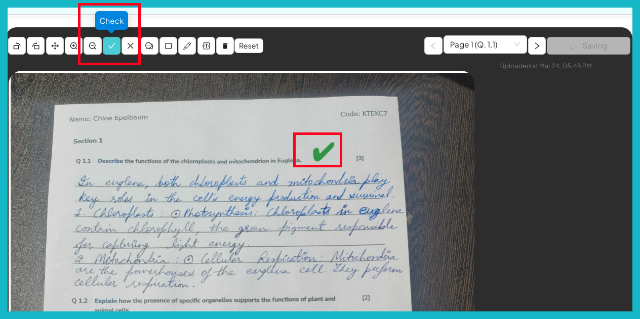 Annotating handwritten answers – AssessPrep