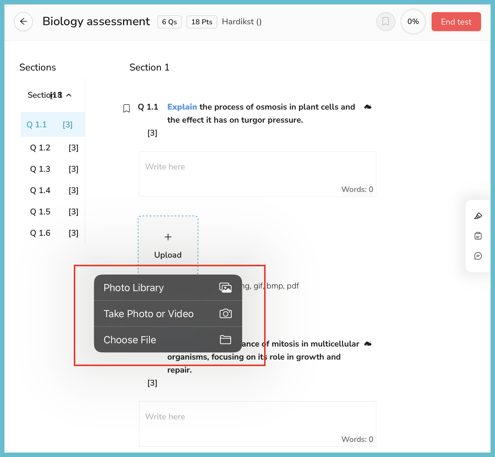 Uploading hand-written submissions – AssessPrep